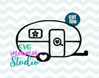 Camper svg, happy Camper svg, dxf, png, instant download, camper svg, Trailer svg, Camping Trailer svg, camping svg