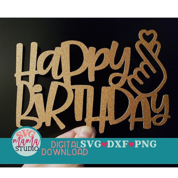 Korean Happy Birthday svg, Cake Topper svg, Birthday svg, dxf, png, KPOP birthday svg, Korean svg, Finger Heart svg