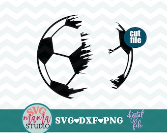 Soccer ball svg - LAYERED - soccer svg, dxf, png, instant download, Torn Soccer svg, Ripped Soccer ball svg