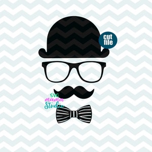Bigode svg, Bigode svg, dxf, png, Chapéu svg, Gravata borboleta svg, Arquivos Photobooth svg, Photo booth svg para cricut e silhouette
