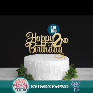Svg de gâteau, 2e anniversaire svg, svg anniversaire, dxf, png, 2e anniversaire svg pour cricut et silhouette, fichiers svg anniversaire
