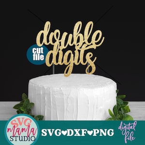 Taarttopper SVG - dubbele cijfers svg, alleen 10e verjaardag svg en png, 10 verjaardag svg voor cricut, 10e verjaardag svg-bestanden, svg-bestanden