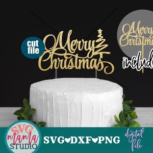 Topo de bolo svg, Feliz Natal svg, Natal svg, dxf, png, Natal svg para cricut e silhueta, clipart, vetor, arquivos de corte