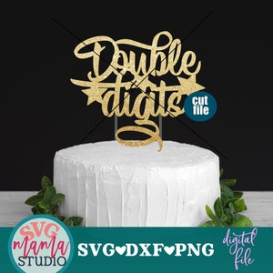 Dubbele cijfers svg - taart topper svg gesneden bestand - 10e verjaardag svg, dxf, png, instant download, verjaardag svg voor cricut en silhouette