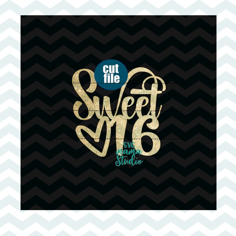 Download Sweet 16 svg Cake topper svg cut file 16th Birthday svg | Etsy