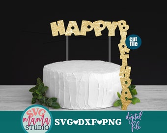 BESTONZON Custom Topper Cake Happy Birthday Cake Topper para bodas Home Party Decor Suministros Favores de la fiesta de Navidad