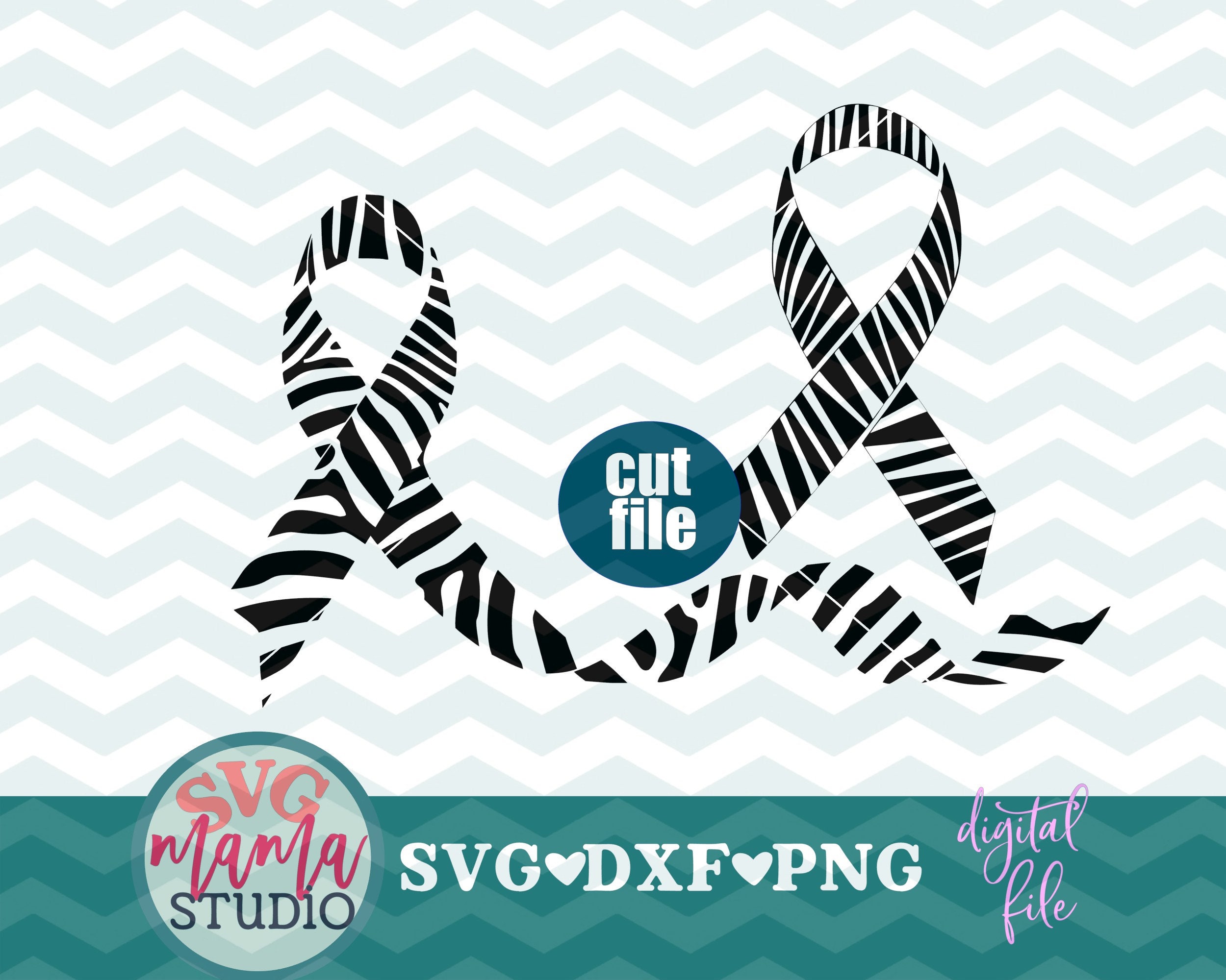 Zebra Awareness Ribbon Svg Ribbon Svg Dxf Png Black - Etsy