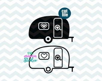 Camper svg, Camping svg, dxf, png, instant download, Camper clipart, Camper Vector, Trailer svg, Trailer svg for cricut and silhouette