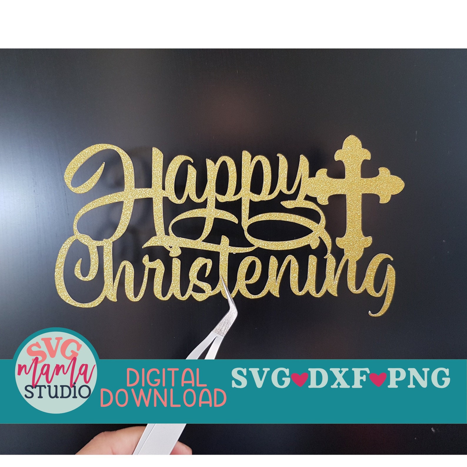 Cake Topper Svg Happy Christening Svg Baptism Svg Dxf Etsy