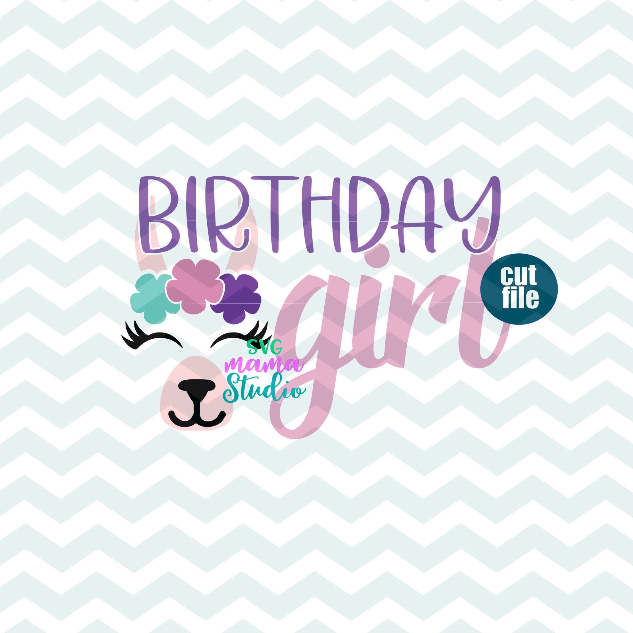 Download Birthday Girl svg Birthday svg dxf png file Llama svg for | Etsy