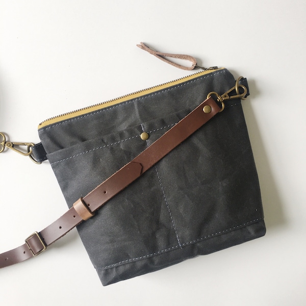 Waxed canvas small crossbody purse, minimalist bag