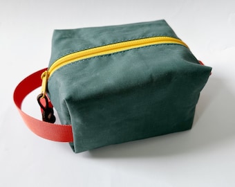 New! MINI Waxed Canvas Dopp Kit, chubby and cute Dopp Bag for babies and kids, travel toiletry bag, dark teal