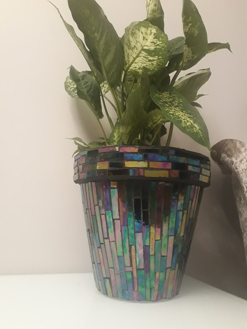Iridescent mosaic plant pot Etsy