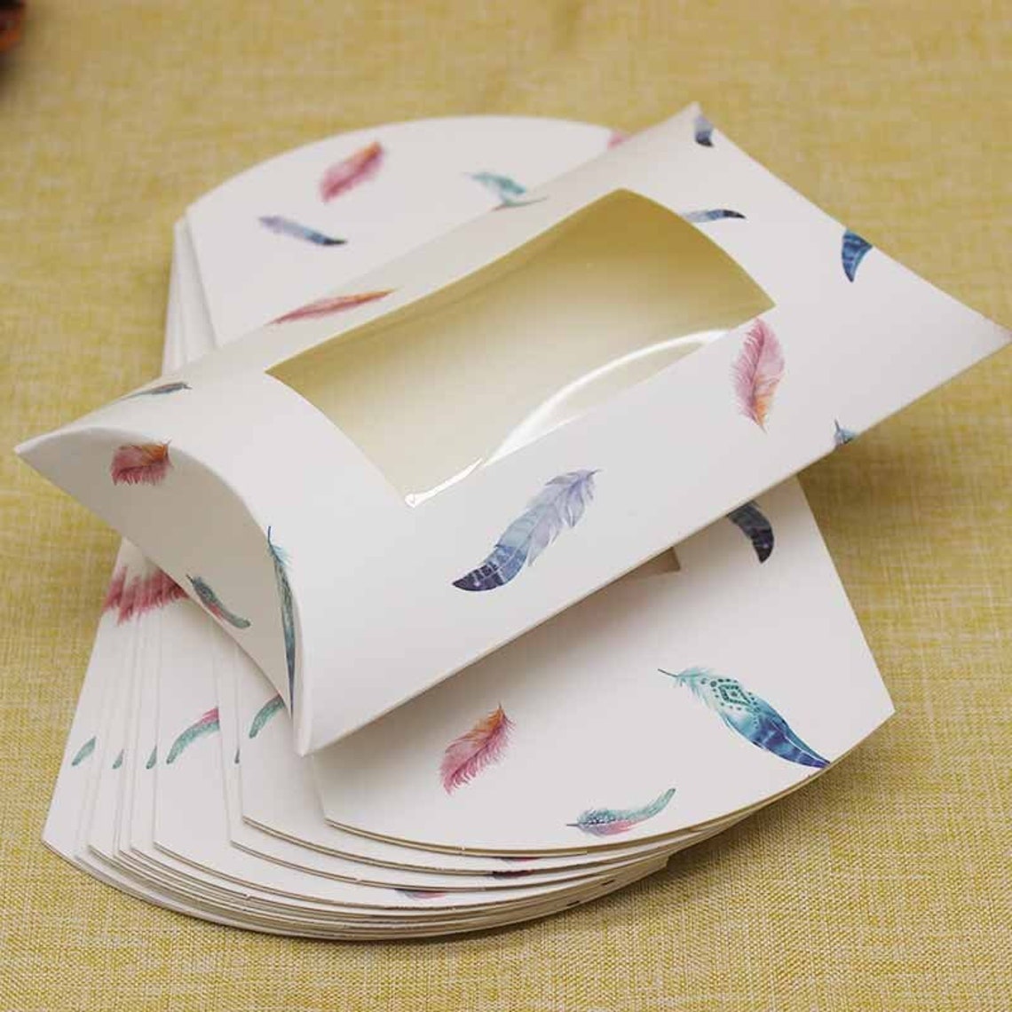 Newest large Pillow Box With window for gifts DIY Handmade Etsy