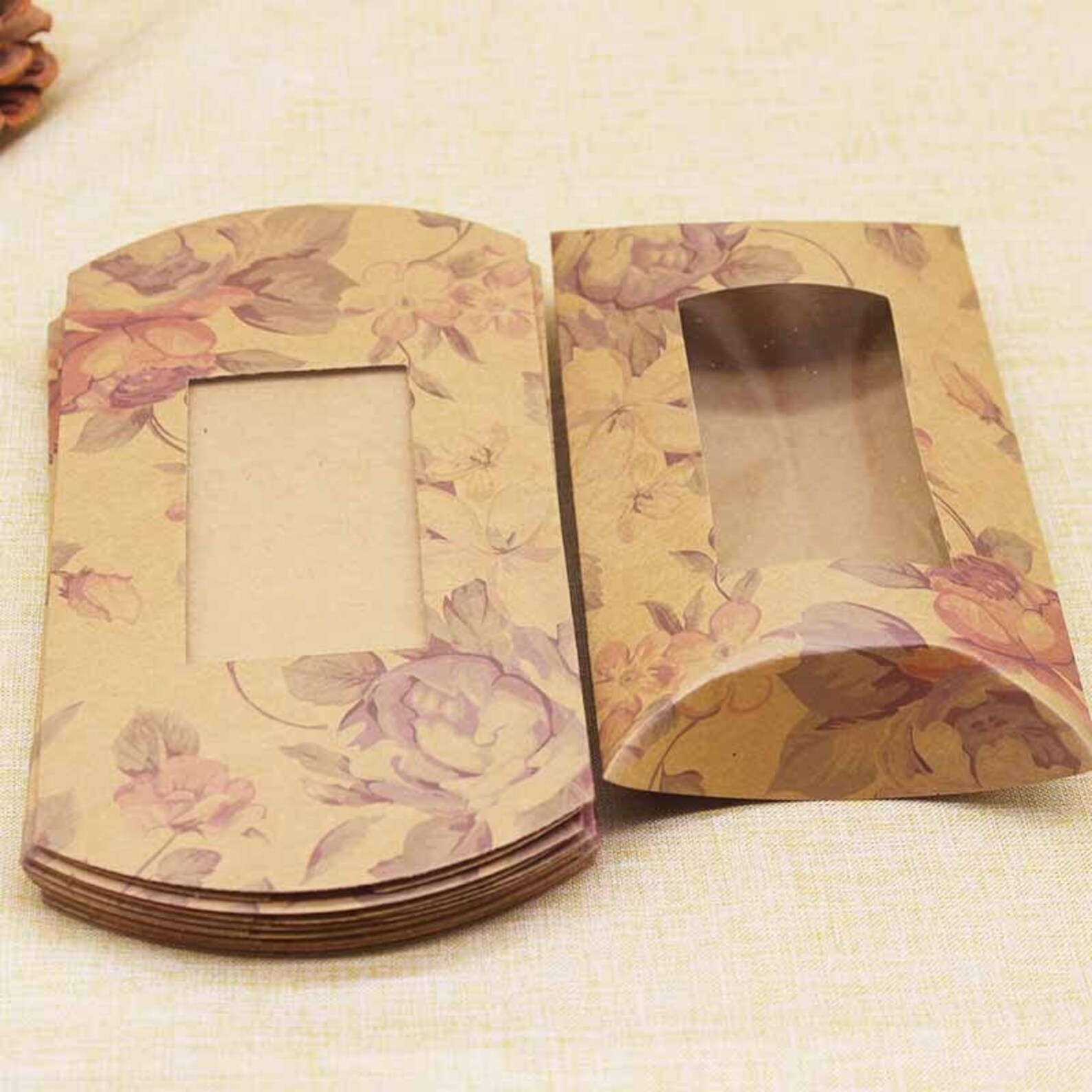 Newest large Pillow Box With window for gifts DIY Handmade Etsy