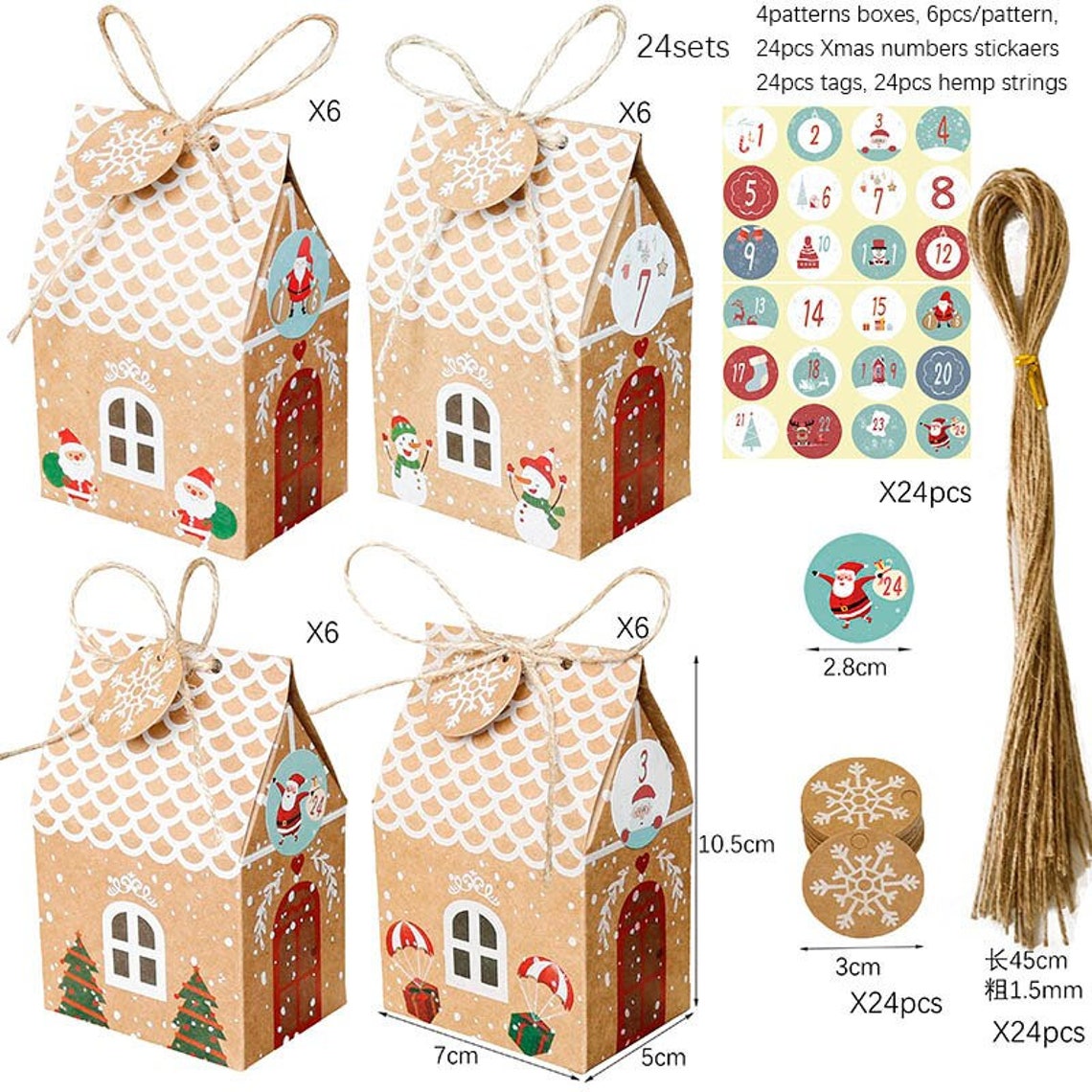 24sets Gingerbread House Gift Box Christmas Candy Box Treat Etsy