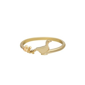 Familie eendring, 14K massief gouden moeder- en babyring, sieraden boerderijdieren, cadeau voor eendenliefhebbers, cadeau voor dochter en moeder