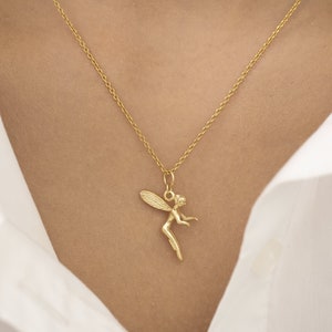 Angel Necklace, 14K Solid Gold Angel Necklace, Archangel Wings Necklace, Minimalist Angel Necklace, Anniversary Gifts