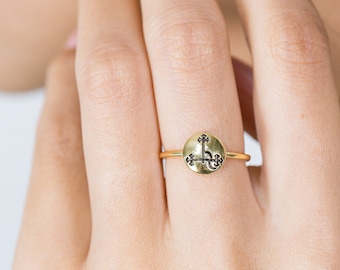 14K Solid Gold Sigil of Lilith Ring: Wiccan Pagan Jewelry