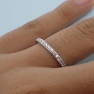 Channel Set Eternity Diamond Wedding Band Full Eternity Ring Channel Set Ring Solid Gold Thin Dainty Band Etsy UK