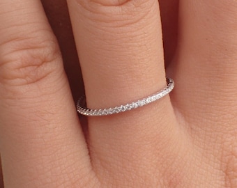 14k Gold Diamond Eternity Band: Micro Pave Wedding Ring