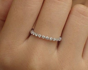 1.8mm Diamond Wedding Band: Solid Gold Eternity Stackable Ring