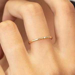 Citrine Wedding Band: 14k Gold Five Stone Stacking Ring