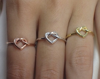 Heart Knot Ring / Love Knot Ring / Promise Ring / 14K Solid Gold Knot Ring / Bridesmaid Gift / Unity Ring