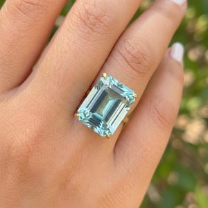 emerald cut stackable ring aquamarine