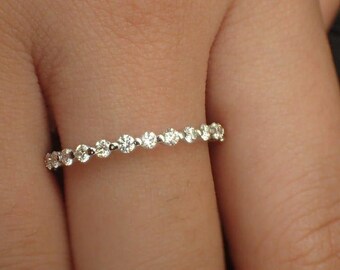 14K Gold Diamond Wedding Band: 0.35 CTW Half Eternity Ring
