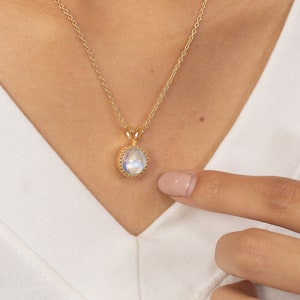 3.0 CT Moonstone Necklace, June Birthstone Necklace Gift for Women, Layering Necklace, Bridal Jewelry image 5