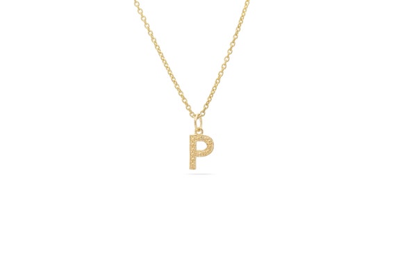 P Initial Necklace 14k Solid Gold Letter Necklace Customized - Etsy