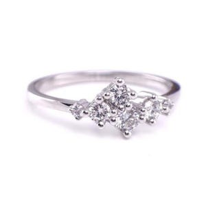 Cluster Diamond Ring: 14K Gold Wedding Band, VS/E-G Diamonds