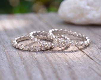 Solid Gold Diamond Eternity Band: Single Prong Wedding Ring