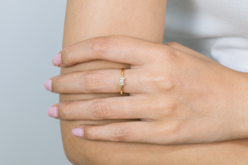 Diamond Engagement Ring, 14k Solid Gold Diamond Wedding Ring, Diamond Promise Ring, Anniversary Ring image 6