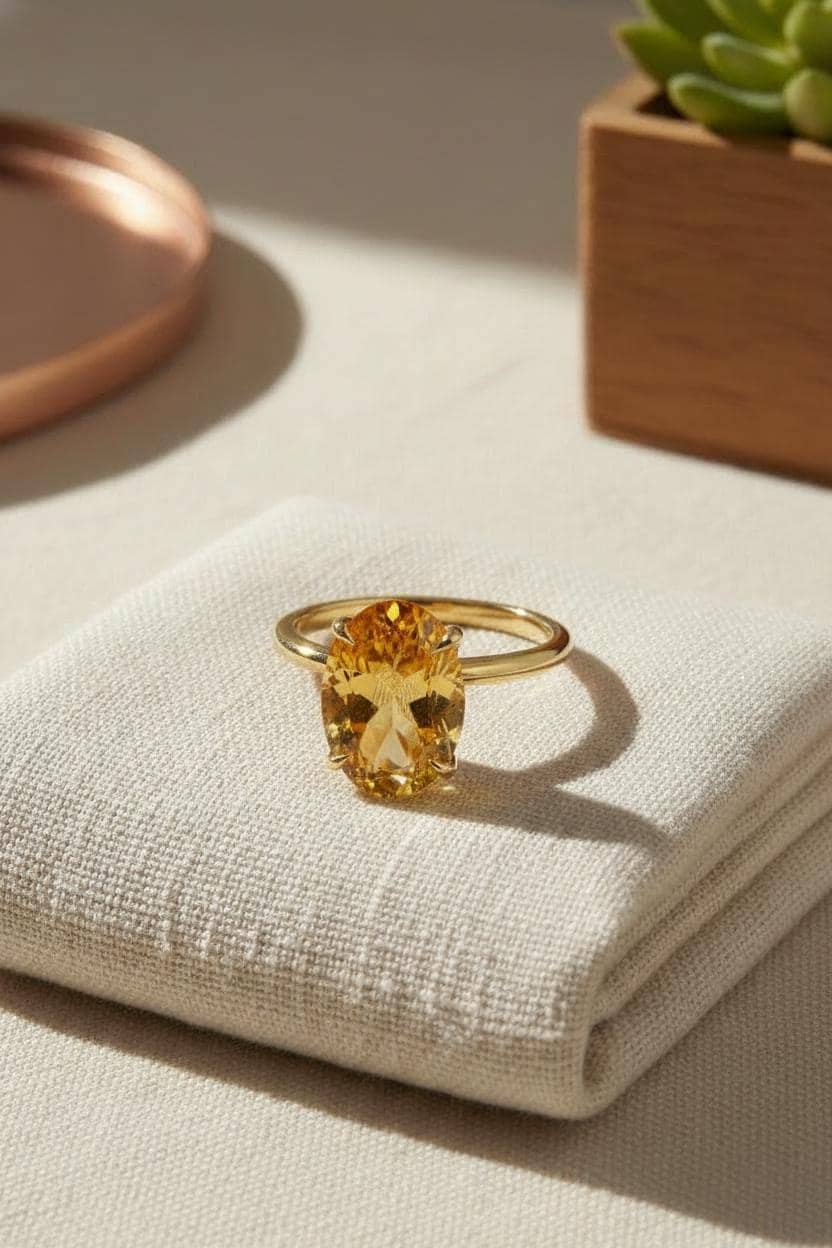 Minimalist Oval Citrine Ring