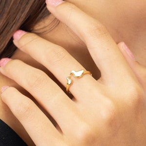 Eendenring, 14K massief gouden eendenring, sierlijke dierenliefhebber sieraden, minimalistische dierensieraden, cadeau voor dochter en moeder, Valentijnsdagcadeau