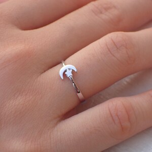 14K Solid Gold Moon and Star Ring: Celestial Promise Ring