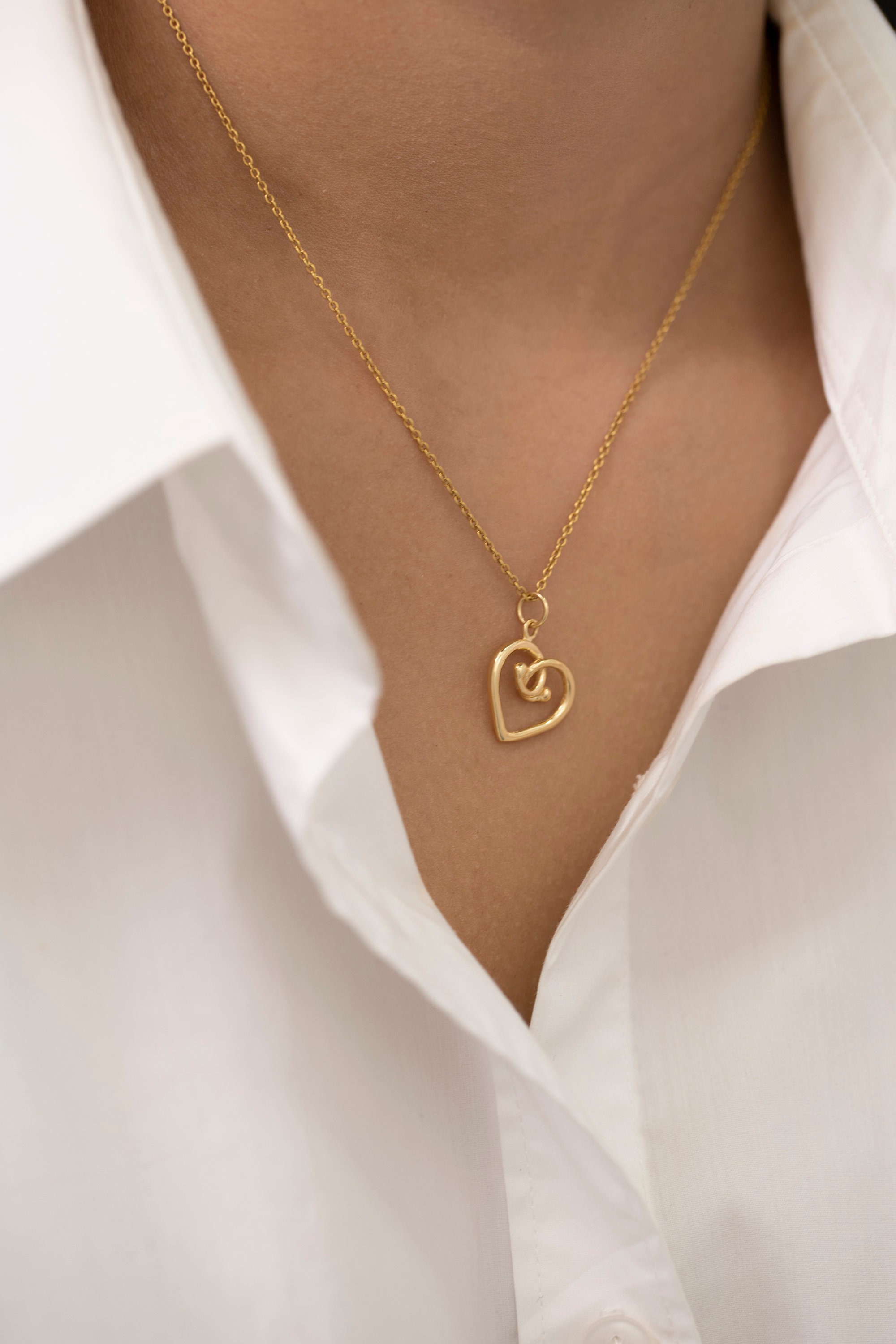 【14K】(14金) Mini Heart Necklace ハートネックレス☆送関税込 Small Diamond Heart Necklace | 14k Gold Mini Diamond Heart