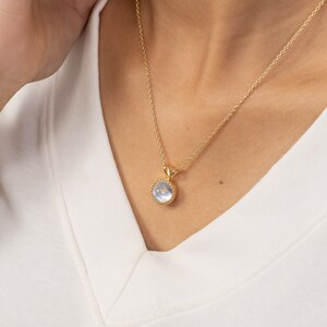 3.0 CT Moonstone Necklace, June Birthstone Necklace Gift for Women, Layering Necklace, Bridal Jewelry image 4