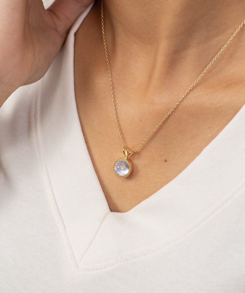 3.0 CT Moonstone Necklace, June Birthstone Necklace Gift for Women, Layering Necklace, Bridal Jewelry image 4