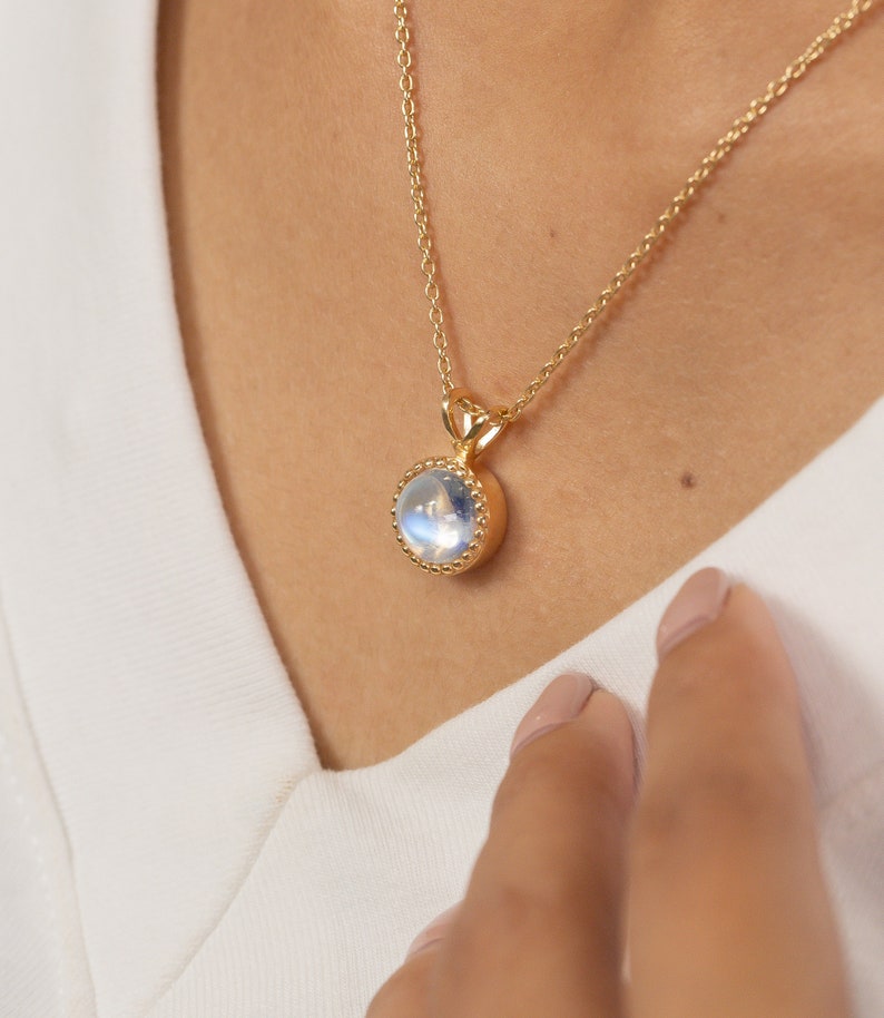3.0 CT Moonstone Necklace, June Birthstone Necklace Gift for Women, Layering Necklace, Bridal Jewelry image 6