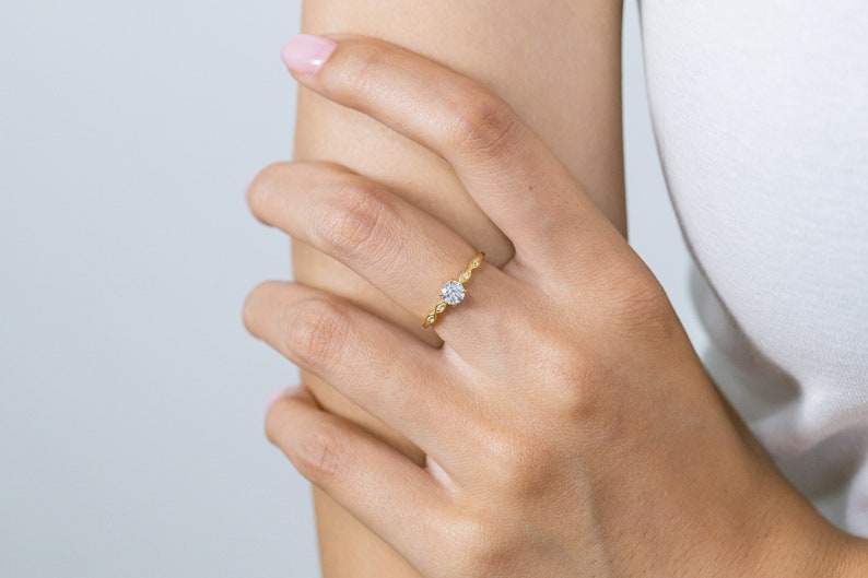 Diamond Engagement Ring, April Birthstone Ring, Diamond Anniversary Ring, 14k Gold Unique Promise Ring, Wedding Ring image 6