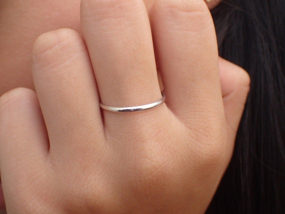 Platinum Wedding Band: 1.8mm Thin, Dainty, Stackable Ring