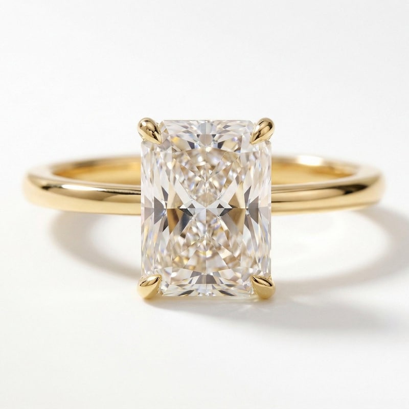 Large Diamond Rings Plain Rectangular Rectangular Diamond Engagement Ring - Etsy