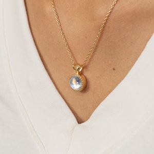 3.0 CT Moonstone Necklace, June Birthstone Necklace Gift for Women, Layering Necklace, Bridal Jewelry image 2