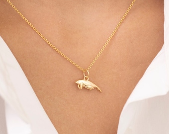 Seal Necklace, 14k Solid Gold Sea Fish Pendant Necklace, Seal Minimalist Necklace, Layering Necklace, Gift for Fish Lover