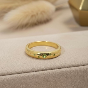 Ring Peridot Band Push Present Birthstone August Birthstone Jewelry Flush Set Galaxy Ring