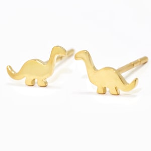 Aretes de dinosaurio de oro macizo de 14 k: delicado triceratops