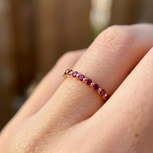 Classic Ruby Stackable Ring | 2.0 mm Single Prong Half Eternity Band | July Birthstone Wedding Ring image 10